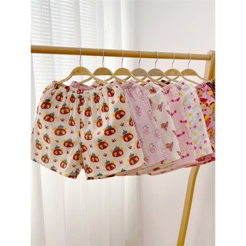 睡褲女夏季純棉紗布短褲薄款寬松大碼休閑可外穿全棉居家沙灘熱褲