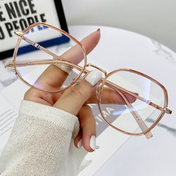 2024年抖音同款近視眼鏡女2203防藍光潮透明素顏多邊形眼鏡框架