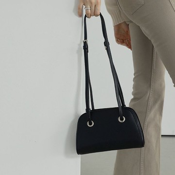 韓國製 Plain MINI Vegan Leather 單肩包包 (BLACK)