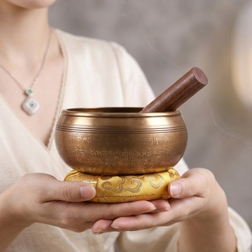 尼泊爾六字真言金剛杵頌缽（15公分） (釋放壓力/冥想/音療/淨化磁場)