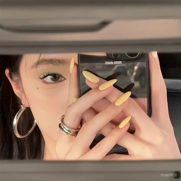 💅限時下殺穿戴甲💅純手工淡奶黃純色穿戴美甲高級顯白氣質美甲貼夏款穿戴甲韓係ins手工穿戴甲 DVEF