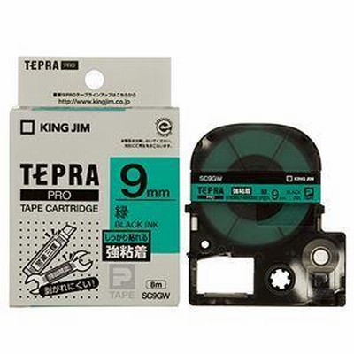 まとめ売り  キングジム テプラ PRO テープカートリッジ 強粘着 9mm 緑／黒文字 SC9GW 1個 【×5セット】 [▲][TP]