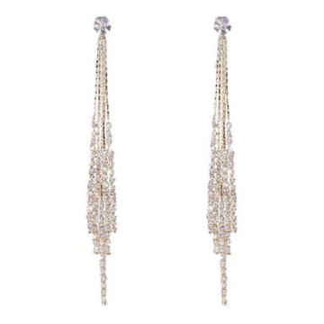 ANGEL 奢華貴氣閃耀鋯石流蘇耳環(金色)