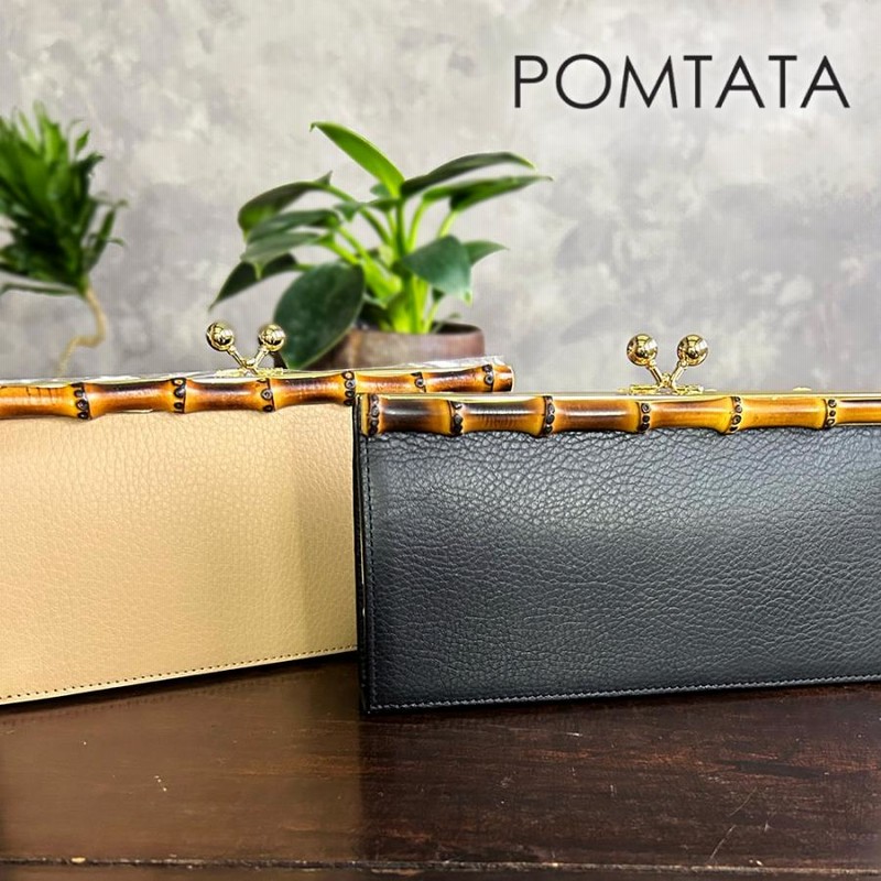 pomtata(ポンタタ) 長財布 バンブー ガマ口 財布 （黒・モカ） | LINE