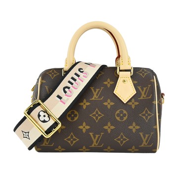 Louis Vuitton 經典Speedy Bandouliere20帆布手提/斜背波士頓包(黑色)