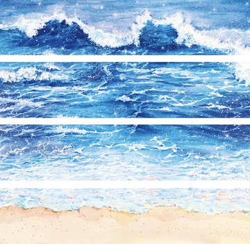 波浪浪 青に息づく波 水彩畫造景 和紙膠帶