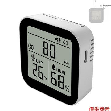 2CO21 3合1多功能空氣監測儀 高精度電化學CO傳感器 溫度溼度檢測儀 支持報警功能 帶掛繩 白色（AAA電池供電，