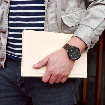 HYGGE｜日本低調率性真皮腕錶不銹鋼黑錶盤