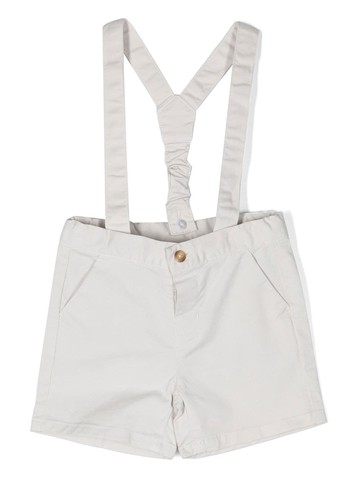 Knot - Niles suspender shorts - kids - Cotton/Elastane - 9 mth - Neutrals