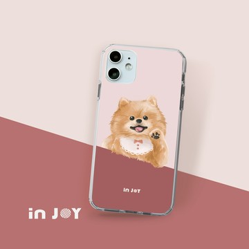 INJOY mall iPhone 16/15/14/13/12/SE3 系列 輕快可愛博美犬 透明耐衝擊防摔手機殼