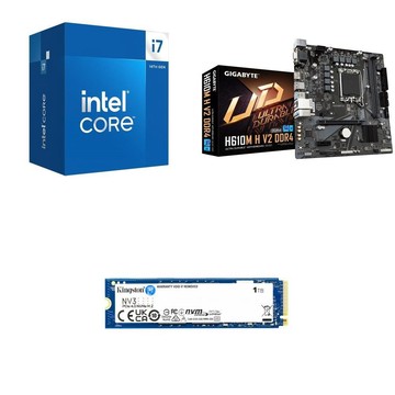 Intel 〈鈔省價〉i7-14700+技嘉 H610M H V2 D4 MATX主機板+金士頓 NV3 1TB SSD