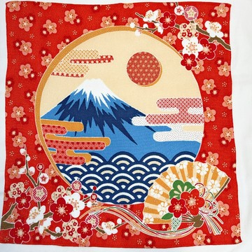 生活雜貨 京都風呂敷包巾-新年 中巾-富士山(縮緬)