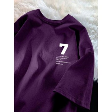 冰絲索羅娜涼感葡萄紫色高級感科技短袖男款T恤寬松美式體桖上衣