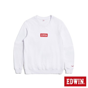 EDWIN 女款 BOX LOGO繡花厚長袖T恤(白色)