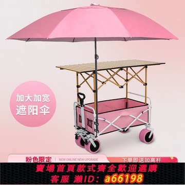 【台灣公司 可開發票】露營擺攤車小推車手推戶外折疊營地野餐野營兒童可躺帶遮陽傘棚