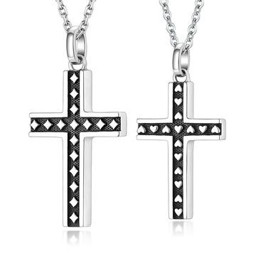 情人節禮物．十字架項鍊．對鍊．純銀．愛心｜客製刻字．單個