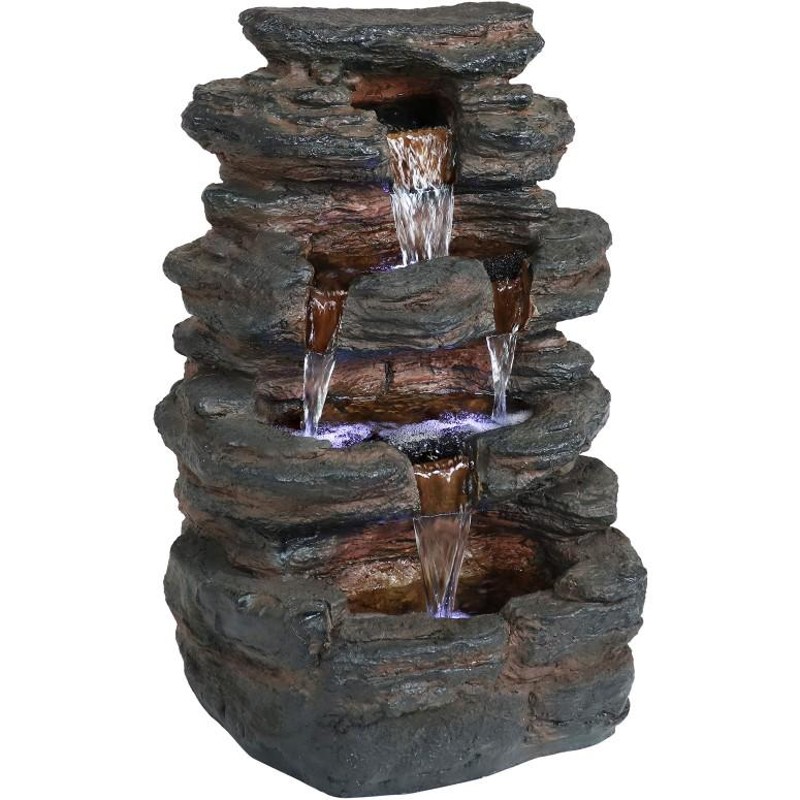 ガーデン 噴水 インテリア噴水 置き型 噴水 滝のオブジェ ウォーターフォールファウンテン Sunnydaze Tumbling Falls Rock  Style Outdoor Water Fountain with L | LINEショッピング