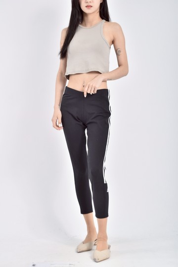 (M) adidas運動棉質鬆緊腰黑色長褲