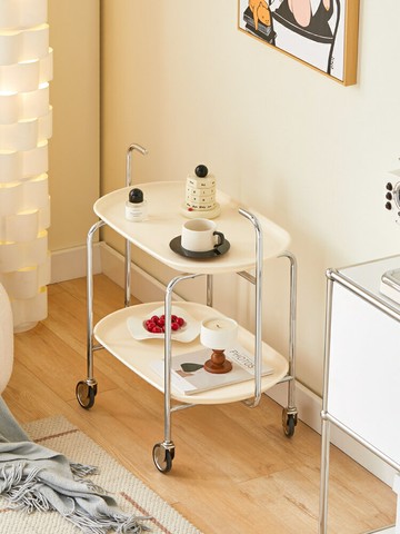 移動推車置物架  北歐中古可移動邊幾小戶型家用奶油風小推車客廳沙發角幾網紅茶幾