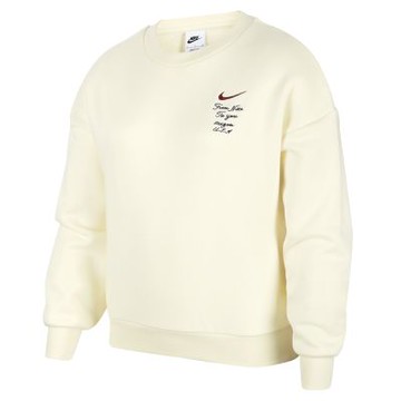 Nike K Nsw Crew Flc Gcel 長袖 大童 童裝 米色 磨毛 圓領 運動 休閒 FV8449-113