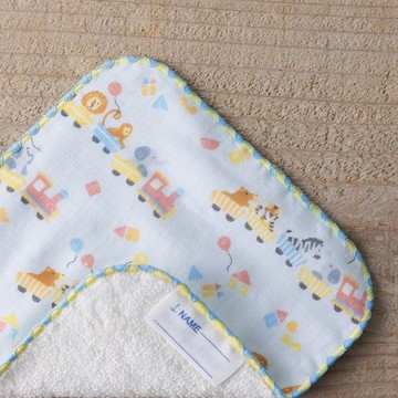 【cocowalk】純棉迷你手帕 - 動物列車 (兩色可選)