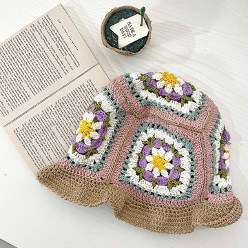 太陽花花磚編織漁夫帽 Sunflower Bucket