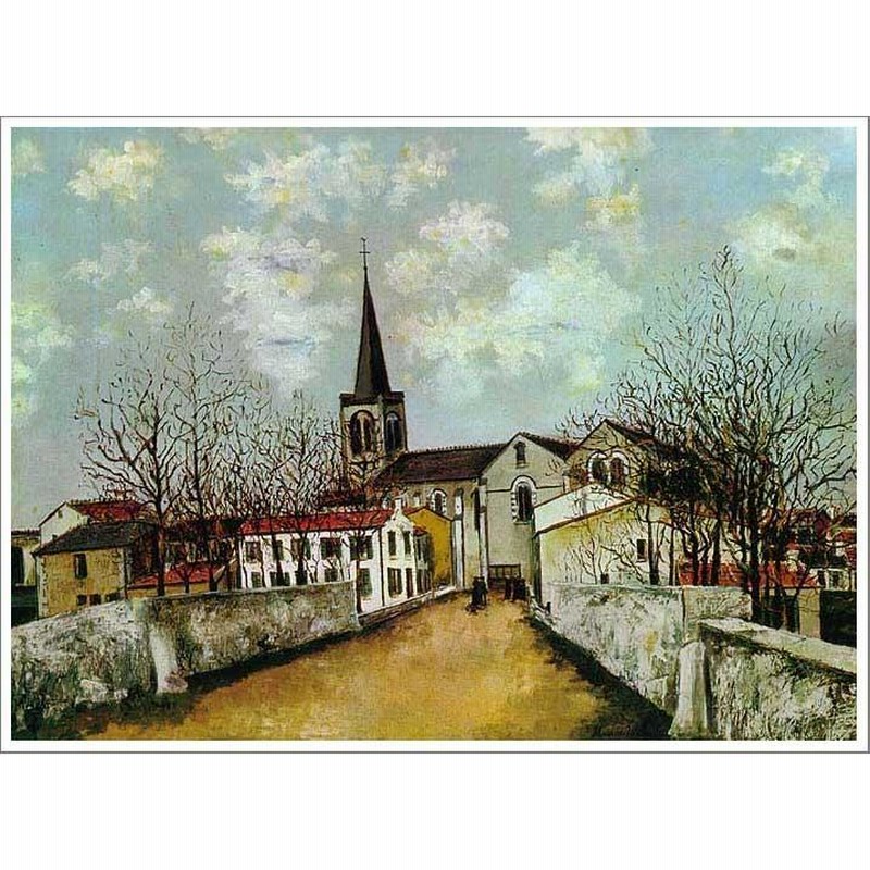 複製画 送料無料 絵画 油彩画 油絵 模写モーリス・ユトリロ「郊外の 