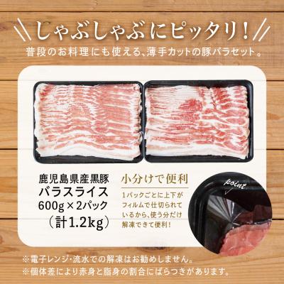 ふるさと納税 南さつま市 黒豚 バラスライス 1.2kg(600g×2)