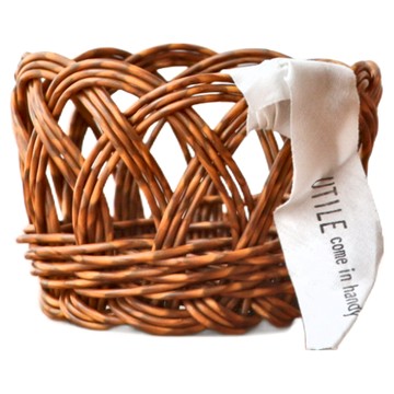 UTILE 可水洗編織圓形置物籃  小  編織棕色  1個