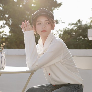 茉語家秋冬新款針織衫女打底蝴蝶結綁帶套頭慵懶風寬松毛衣潮1入