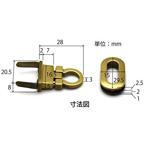 starPG 3cm幅 リング型 留め具 バッグ かばん 差し込み 起こし 金具 レザークラフト ハンドメイド パーツ 5組セット (ゴールド)