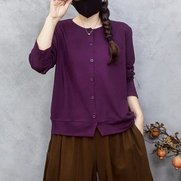 ⚡任選２件＄９９９⚡中大尺碼 上衣 時尚小立領開叉擺顯瘦長袖上衣【074686】OCT01｜5色 19LADY〔現貨〕