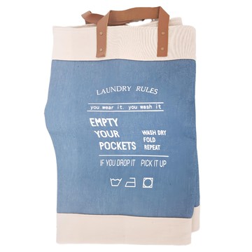 ZAKKA風 大容量多用途手提棉麻袋  35 x 41 x 55cm  淺牛仔