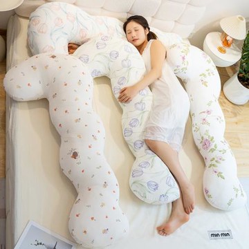 夏季冰絲波浪長抱枕女生睡覺夾腿側睡枕兒童毛絨玩具沙發裝飾靠墊