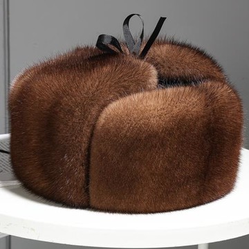 貂皮帽子男整貂中老年水貂毛皮草保暖爸爸真皮男士護耳東北雷鋒帽