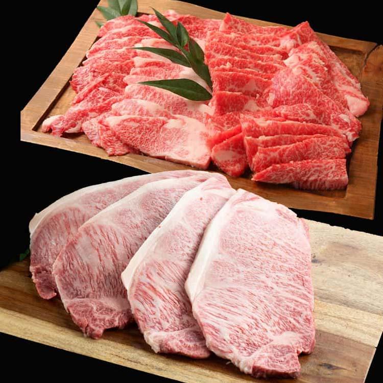 滋賀 「徳志満」 近江牛焼肉 ステーキ (ステーキ 150g×4枚 焼肉 バラ 1kg) ※離島は配送不可