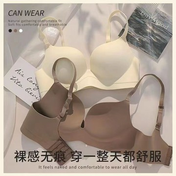 無痕內衣女小胸聚攏顯大收副乳防下垂文胸一片式無鋼圈胸罩直銷廠