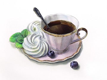 藝術家 Irina Zhunaeva 的美食藝術原創水彩畫