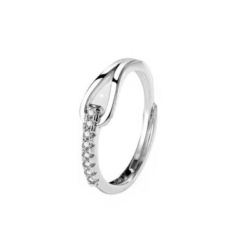 ANGEL 奢華馬蹄型閃耀鋯石活動圍戒指(白金色)