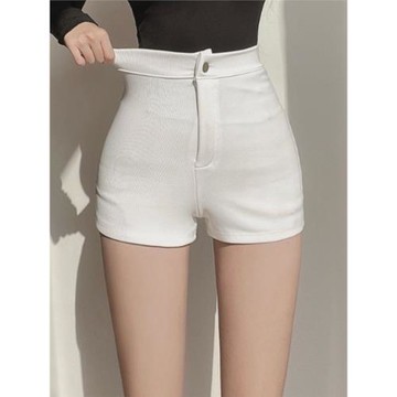 白色短褲女外穿夏季超短褲高腰緊身彈力包臀a小個子黑色性感熱褲