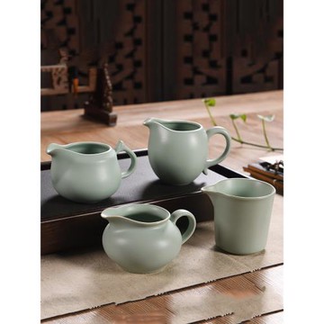 言致  手工汝窯公道杯單個尖嘴汝瓷茶海天青色復古分茶器客廳會客