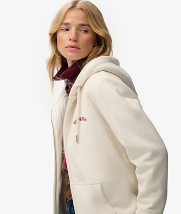 Superdry Women's Borg Lined Zip Hoodie White Size: 8