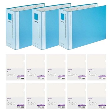 ECO Chungwoon 彩色2孔A4活頁夾 3入組+L型資料夾 10入組  天藍色  1組