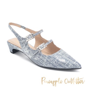 Pineapple Outfitter-REHN 特殊紋真皮裸跟涼鞋-深藍色