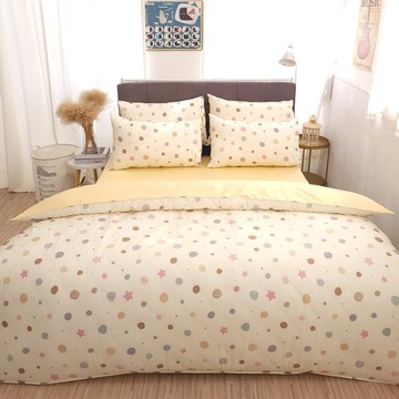 lust布朗甜心 100%純棉雙人5尺精梳棉床包/枕套/薄被套6x7尺組 台灣製