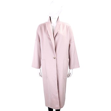 Max Mara 腰釦帶設計粉色落地羊絨大衣