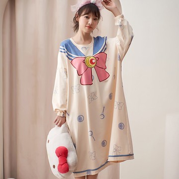 睡裙女春秋純棉長袖2021年新款孕婦睡衣大碼秋季夏天可愛家居服