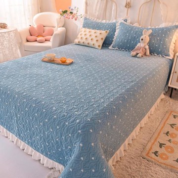 保暖夾棉加厚牛奶絨床蓋毯子秋冬季榻榻米防滑水晶雙面絨炕墊床單