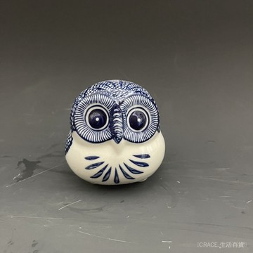 🔥可開發票#青花瓷中式工藝品傢居擺設貓頭鷹辦公室陶瓷招財擺件喬遷#免運