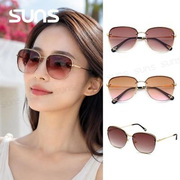 【SUNS】時尚精品墨鏡 夏仲漸層平面精品太陽眼鏡 高質感金屬框 抗UV400 顯小臉